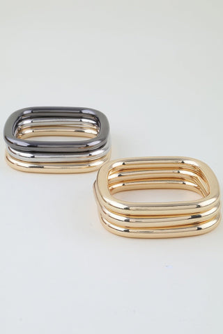 Coldstream Triple Polished Geometric Cuff Bracelet Set