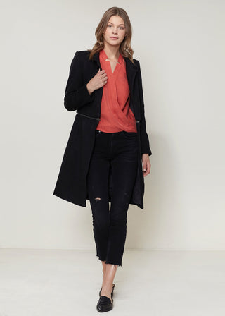 Wool-Blend Open Front Jacket