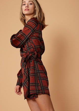 Marinwood Plaid Polka-Dot Dress