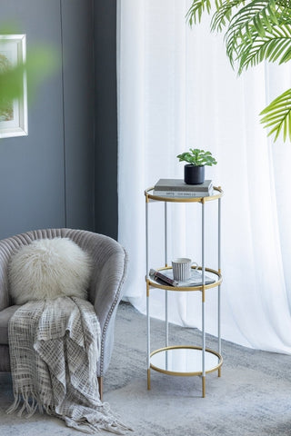 Three-Tier Shelf with Glass Shelves