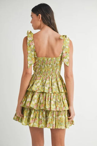 Grove Shoulder Tie Layered Mini Dress