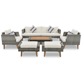 6-Pieces All Weather Outdoor Wicker Sofa Set