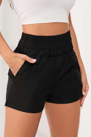 Elastic High Waist Side Pocket Short