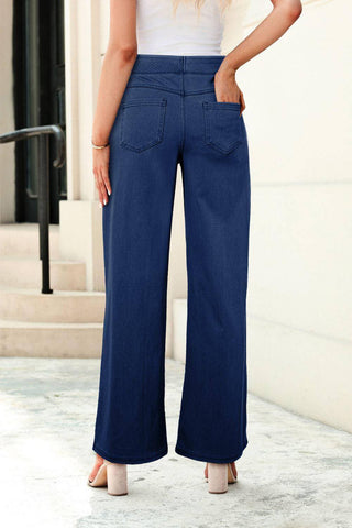 Medium Wash Straight Leg Casual Jeans