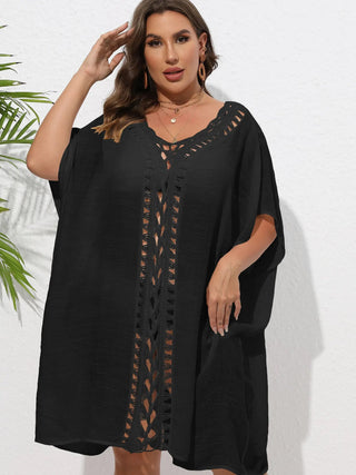 Chastity Crochet Trim V-Neck Beach Cover Up Dress