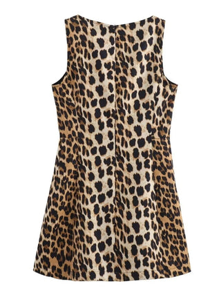 Leopard Print Sleeveless Mini Dress