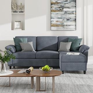Linen Sectional Sofa with Pillows