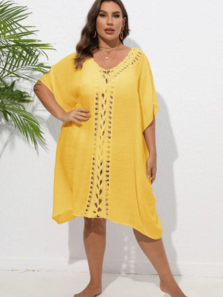 Chastity Crochet Trim V-Neck Beach Cover Up Dress