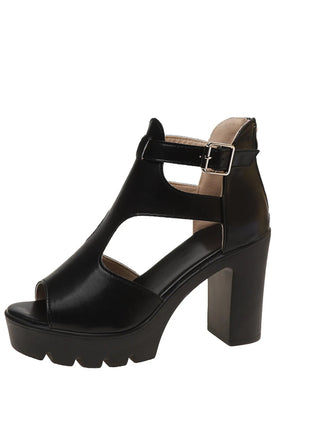 Cutout Block Heels Sandals