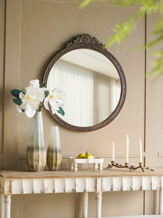 Ucluelet Baroque Floral Round Wall Mirror