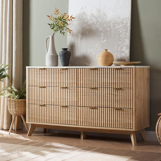 Virelle Fluted Six-Drawer Dresser