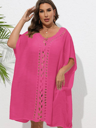 Chastity Crochet Trim V-Neck Beach Cover Up Dress