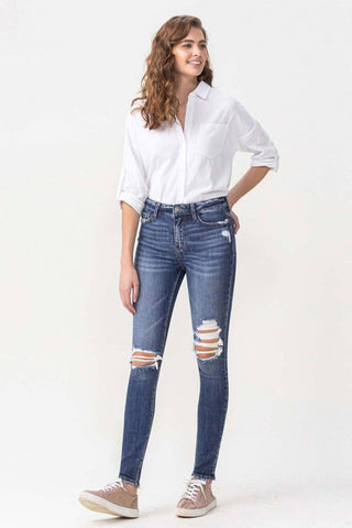 High Rise Distressed Skinny Jeans