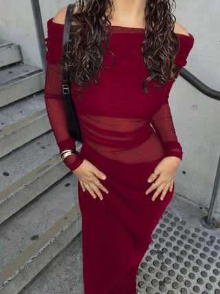 Off-Shoulder Ruched Bodycon Maxi Dress