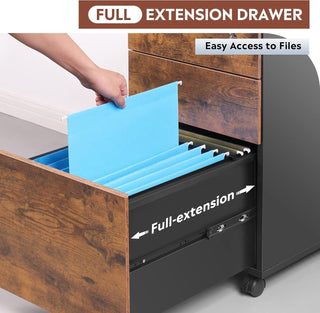 3 Drawer Rolling File Cabinet With Lock