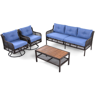 4 Pieces Patio Set w/ Swivel Chairs