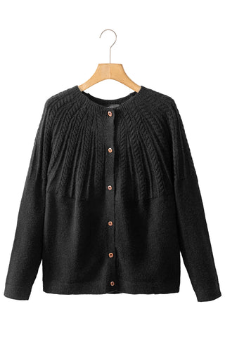 Textured Knit Button-Up Cardigan