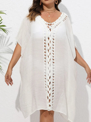 Chastity Crochet Trim V-Neck Beach Cover Up Dress