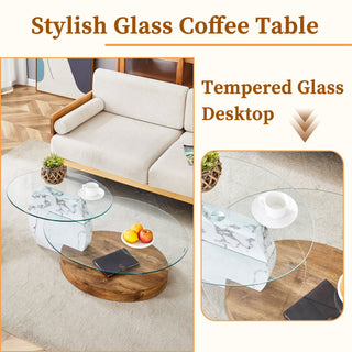 Marble & Wood Double Layer Coffee Table