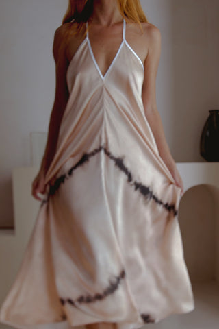 Deep Cove Shibori Silk Halter Dress