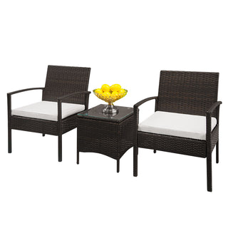 3-Piece Rattan Coffee Table Sofa Set