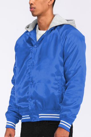 Elsinore Satin Hooded Varsity Jacket