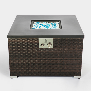Square Wicker Gas Fire Pit Table