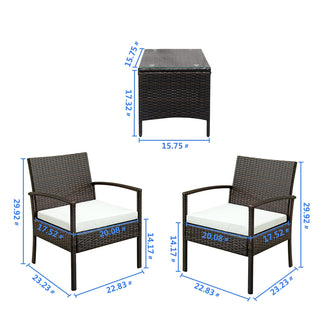 3-Piece Rattan Coffee Table Sofa Set