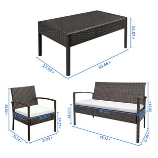 4-Piece Rattan Patio Furniture Set