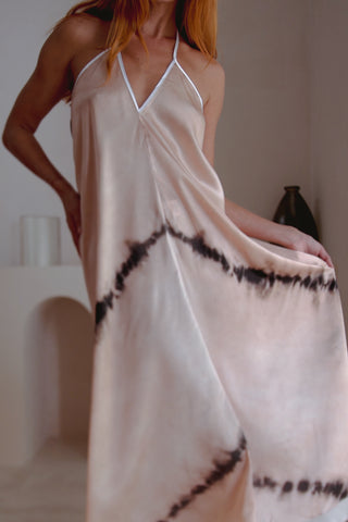 Deep Cove Shibori Silk Halter Dress