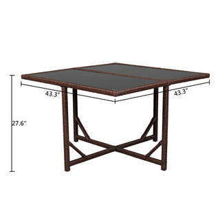 9-Piece Wood Grain Wicker Patio Dining Set