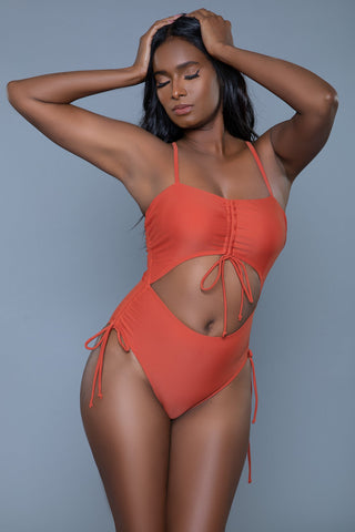 Paisley Ruched Cut-Out One Piece