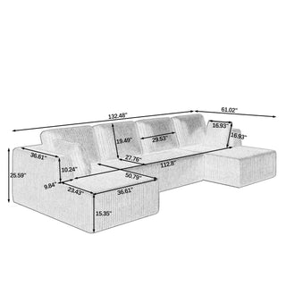 133" U-Shape Modular Sectional Sofa