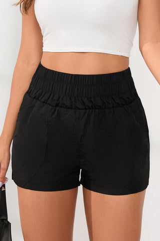 Elastic High Waist Side Pocket Short