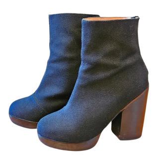 Jeffrey Campbell Canvas Block Heel Ankle Boots