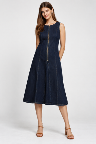 Dutton Flare Midi Zip Dress