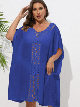 Chastity Crochet Trim V-Neck Beach Cover Up Dress