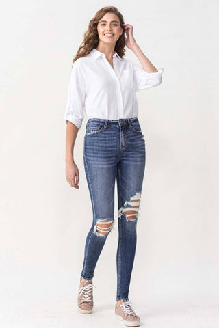 High Rise Distressed Skinny Jeans
