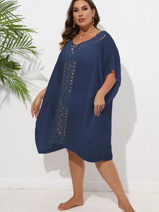 Chastity Crochet Trim V-Neck Beach Cover Up Dress