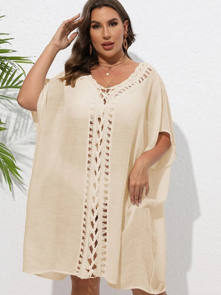 Chastity Crochet Trim V-Neck Beach Cover Up Dress