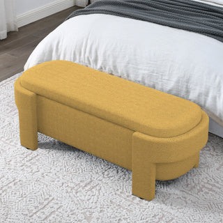 Linen Fabric Upholstered Bench