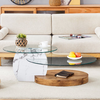 Marble & Wood Double Layer Coffee Table