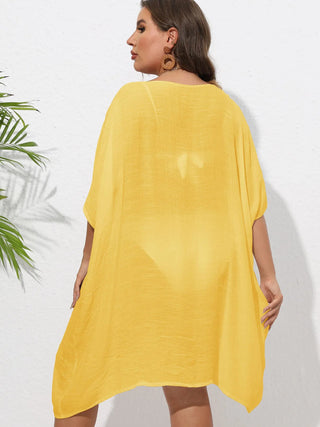 Chastity Crochet Trim V-Neck Beach Cover Up Dress