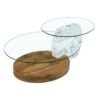Marble & Wood Double Layer Coffee Table