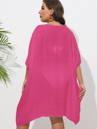 Chastity Crochet Trim V-Neck Beach Cover Up Dress