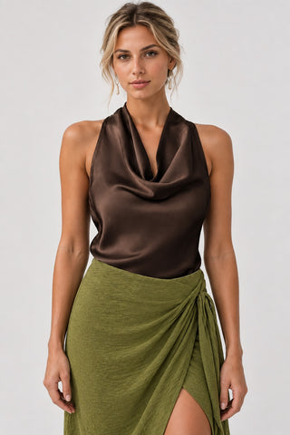 Odessa Satin Backless Halter Top