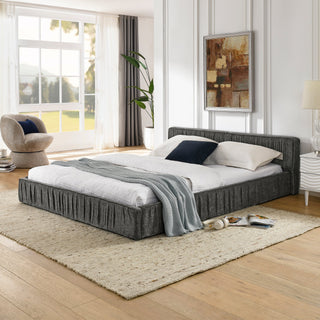 Modern Upholstered Bed Frame with Chenille Fabric