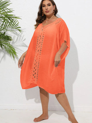 Chastity Crochet Trim V-Neck Beach Cover Up Dress