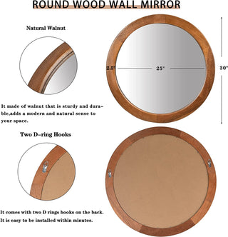 Cowichan Walnut Round Wall Mirror