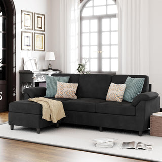 Linen Sectional Sofa with Pillows